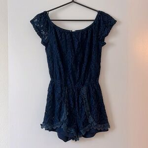 BB Dakota Navy Blue Lace Romper